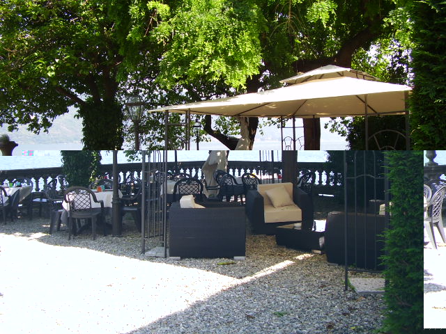 joli jardin pour manger, avec vue sur le lac
